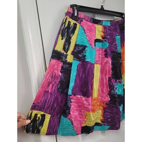 Trina Turk Multi-Color Abstract  Pleated Skirt  Sz:2 - Picture 3 of 7